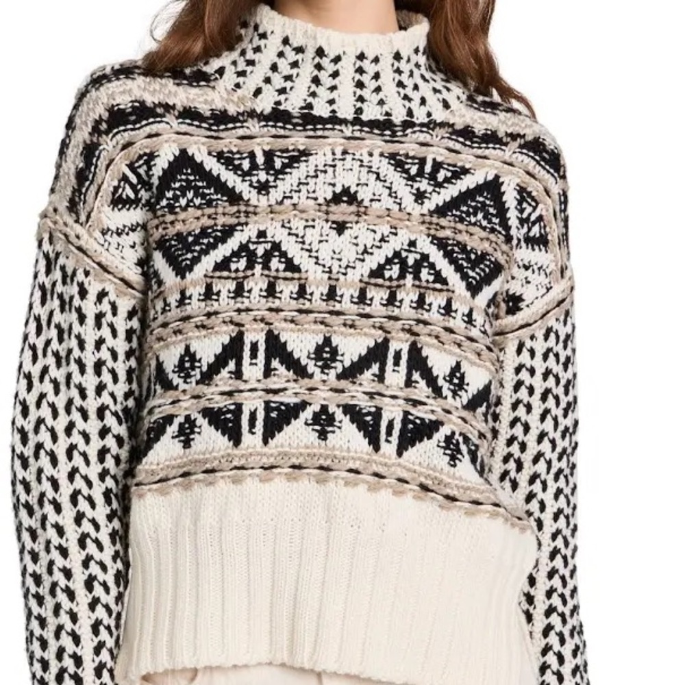 Splendid Cream and Black Turtleneck Chunky Sweater - Picture 4 of 16